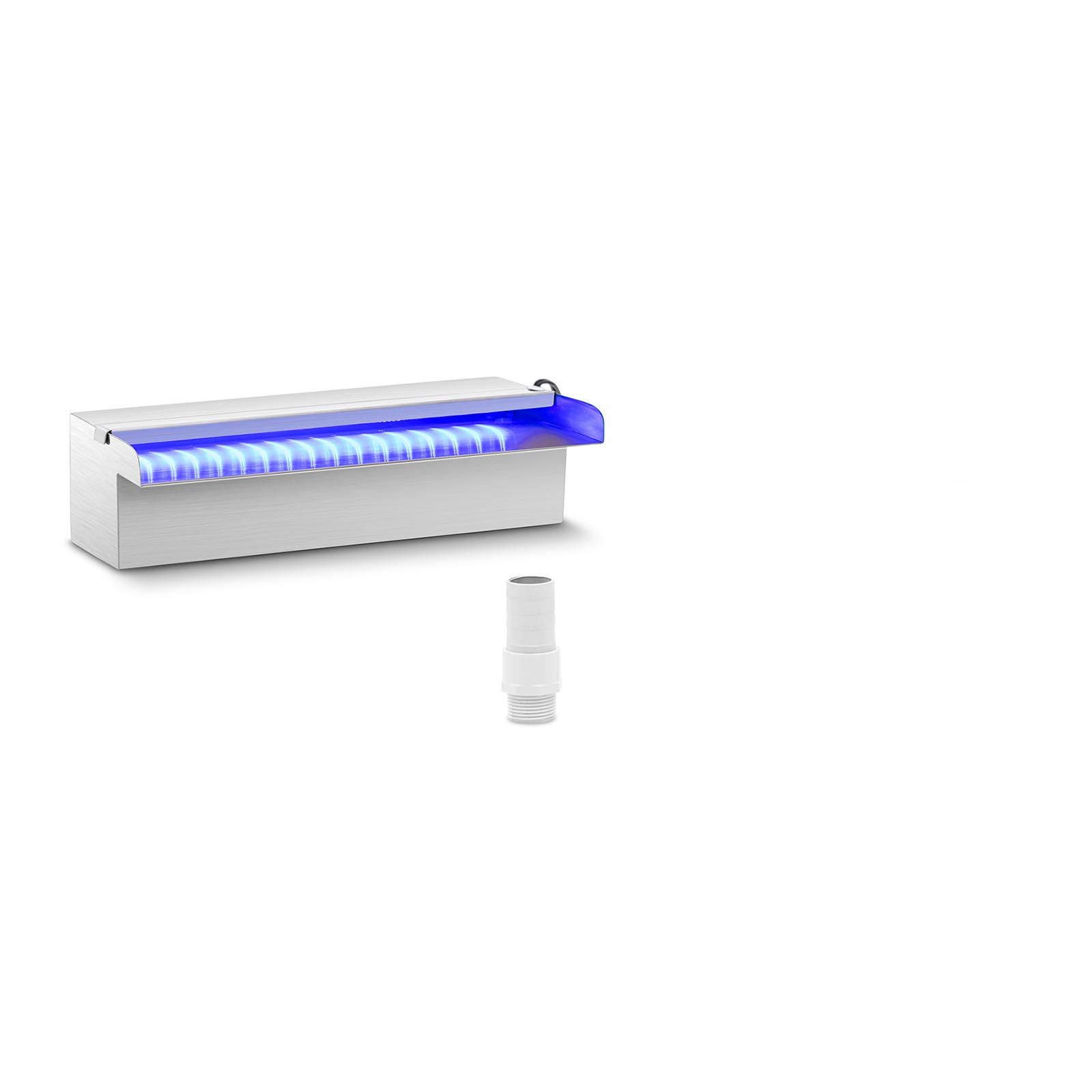 Vattenfall till pool - 30 cm - LED-belysning - Blå / vit - Öppet vattenutlopp